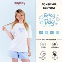 Set Mặc Nhà Quần Đùi Sọc Áo Cotton in hình xinh xắn EASYDAY - BO01