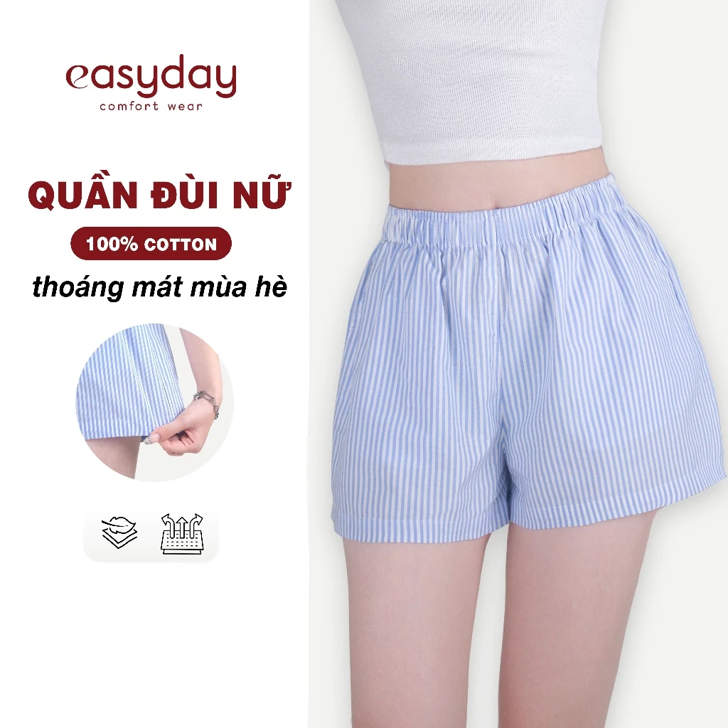 Quần Đùi Nữ Mặc Nhà Cotton Có Túi Mùa Hè Thoải Mái Thoáng Mát EASYDAY - QN01